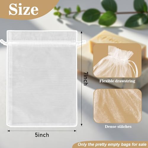 Sukh 50 Organza Soap Bags 5x7 Inches White