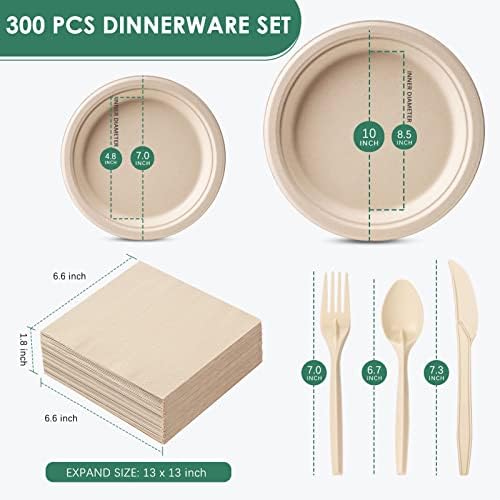 Gezond 300-Piece Compostable Paper Plates Set