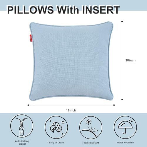 Pcinfuns Light Blue Outdoor Throw Pillows 2 Pack