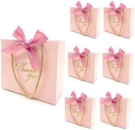 TKSBAG 20 Pack Pink Mini Gift Bags With Handles