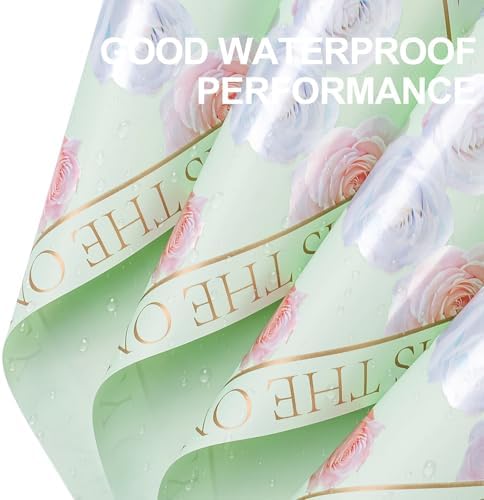 RUSPEPA 20 Sheets Rose Flower Wrapping Paper Green