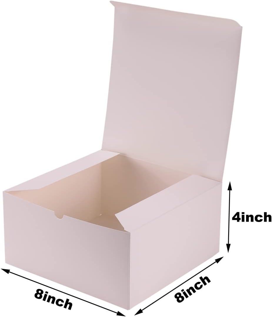 12 Pack White Gift Boxes 8x8x4 Inches for Occasions