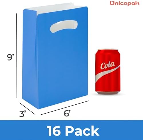 UnicoPak 16 Pack Blue Party Favor Bags for Birthday