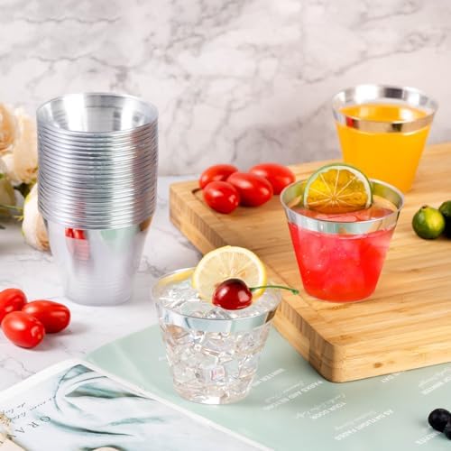 Goodluck 100PCS 9oz Disposable Silver Cups for Parties and Events