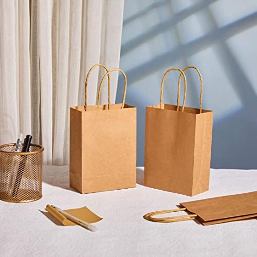 SUNCOLOR 25 Mini Goodie Bags Brown with Handle
