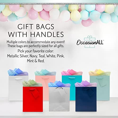 OccasionALL Small Gift Bags with Metallic Handles 12 Pack