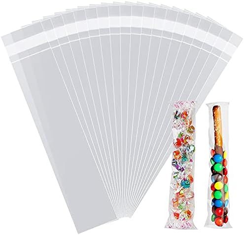 LEOSINDA 100 pcs 3 x 11 Inch Clear Self Seal Cellophane Bags