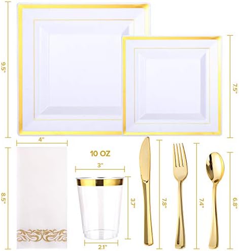 FOCUSLINE 350 Ct Disposable Dinnerware Set for 50 Guests