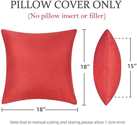 Pack of 2 18x18 Inch Red Waterproof Pillow Covers