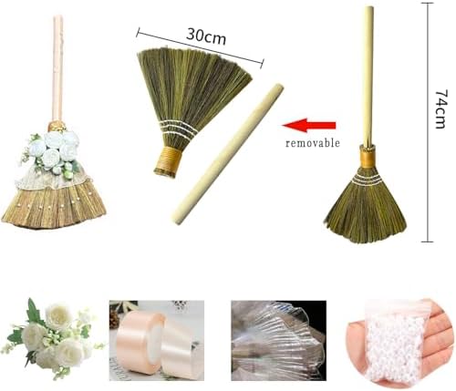 Wedding Broom DIY Kit with Ribbons and Pearls
