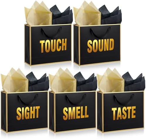 Kolldenn 5 Senses Gift Bags with Handles and Tissue Paper