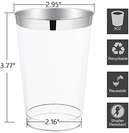 200pcs Silver Disposable Plastic Cups 10 oz