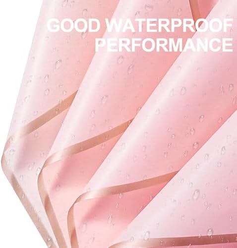 RUSPEPA 20 Sheet Gold Edge Floral Wrap Paper Light Pink