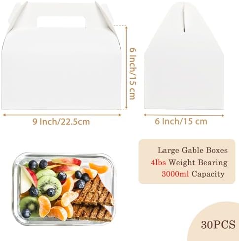 Unarty 30 PCS Large Gable Boxes White 9x6x6 Inch Gift Boxes