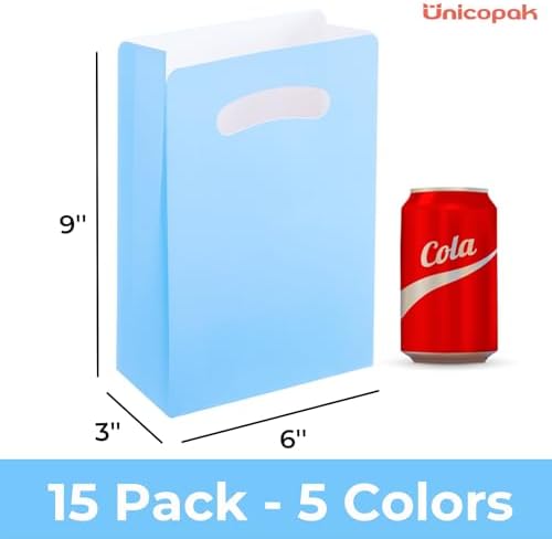 UnicoPak 15 Pack Pastel Goodie Bags for Birthday Party