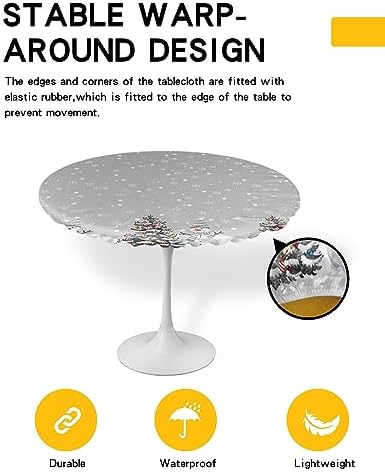 Christmas Round Waterproof Table Cover with Elastic Wipes