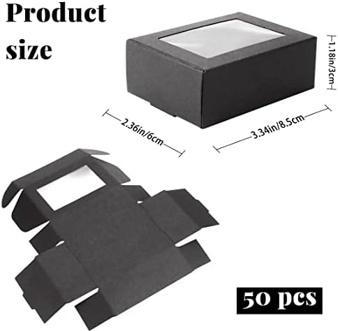 BadenBach 50-Pack Mini Kraft Gift Boxes with Clear Windows