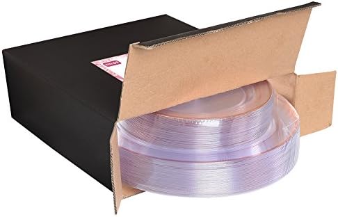 I00000 60 Pcs Rose Gold Plastic Plates Set