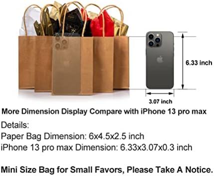 AWELL Mini Kraft Paper Bag with Handle for Party Favor Gifts