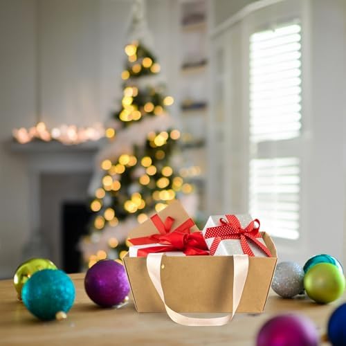 Cedilis 50 Pack Kraft Gift Baskets with Handles
