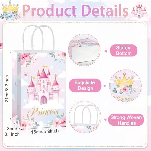 16Pcs Princess Prince Party Bags with Handles