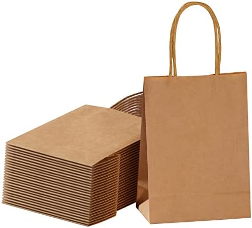 SUNCOLOR 25 Mini Goodie Bags Brown with Handle