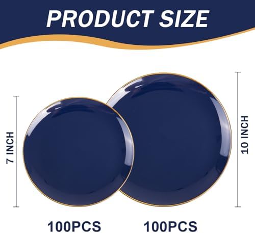 PULOTE 200 Piece Blue Plastic Plate Set