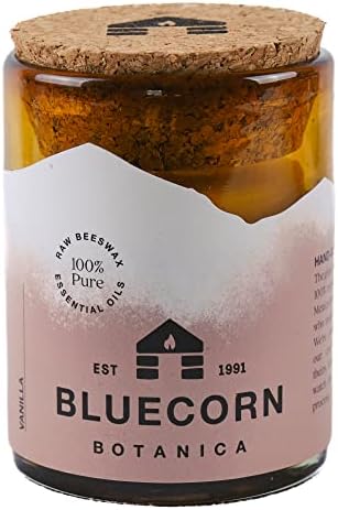 Vanilla Essential Oil Beeswax Candle in Blown Glass Vessel