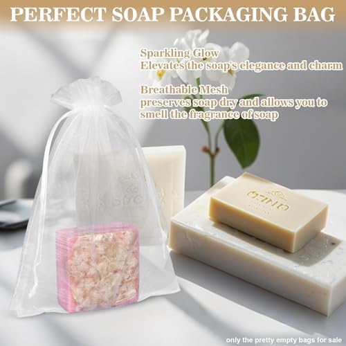 Sukh 50 Organza Soap Bags 5x7 Inches White