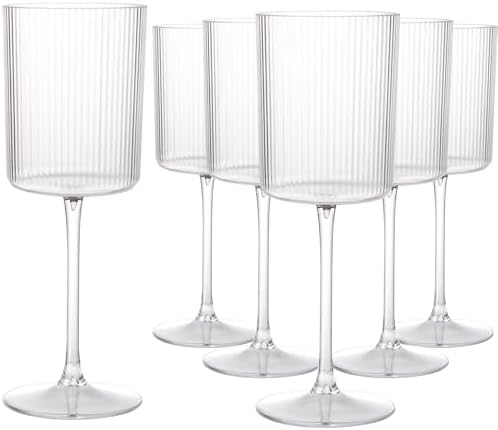 Ciaell 12PCS Plastic Ribbed Wine Glasses with Stem
