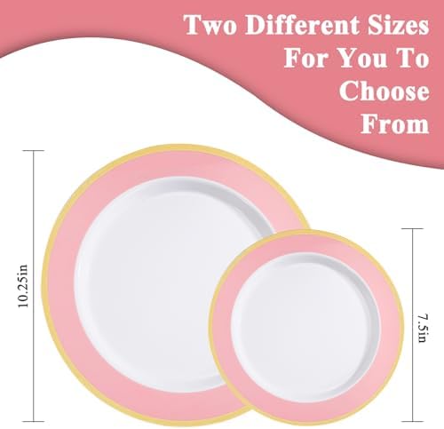 Glowserve 20 Pack Pink Plastic Plates for Parties