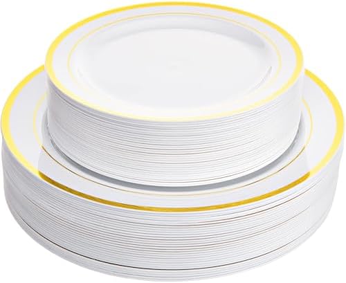 Ayas 60 Gold Rimmed Plastic Plates Set
