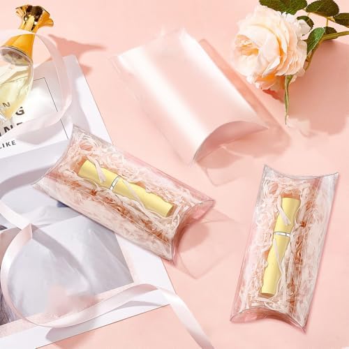 BENECREAT 30 Pack Clear Plastic Pillow Favor Box