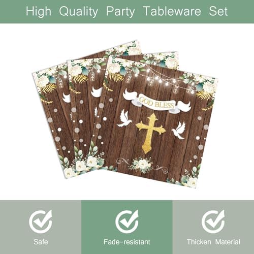 96Pcs God Bless Party Supplies Plates Set for 24 Guests