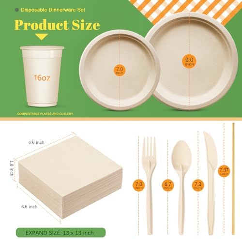 Gezond 400 Piece Compostable Paper Plates Set
