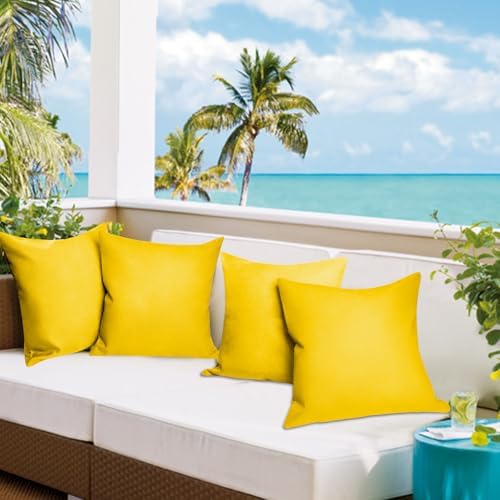 Pack of 4 Waterproof Square Throw Pillow Covers for Patio