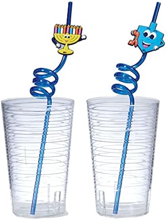 Rite Lite Set of 4 Chanukah Straws with Dreidels and Menorahs
