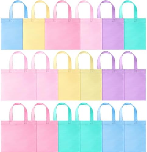 Sunnymove 18 Pcs Pastel Non Woven Gift Bags with Handles