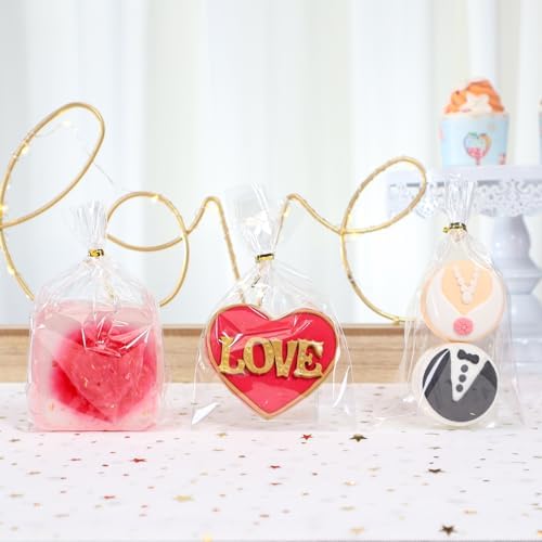 Clear Cellophane Bags with Gold Ties 200 Pack