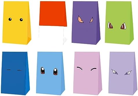 OULUN 16pcs Cartoon Party Bags Red Yellow Green Blue Purple