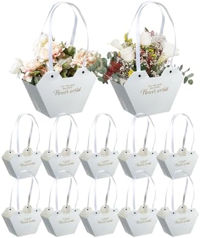 Liobelon 12 Pack Flower Gift Bags With Handles