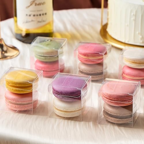 100 Pack Clear 2x2x2 Inch Favor Boxes with Ribbons
