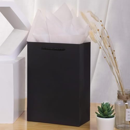 SHIPKEY 10 Pcs Black Gift Bags with Handles