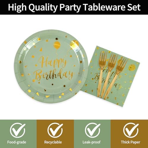 48PCS Happy Birthday Party Plates Napkins Set