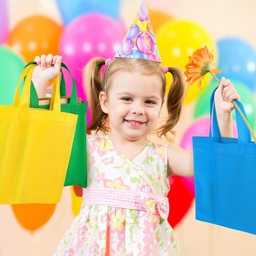 Aneco 25 Pack Reusable Gift Bags Rainbow Tote with Handles