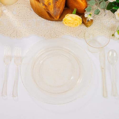 WELLIFE 300 PCS Gold Glitter Dinnerware Set for 50 Guests