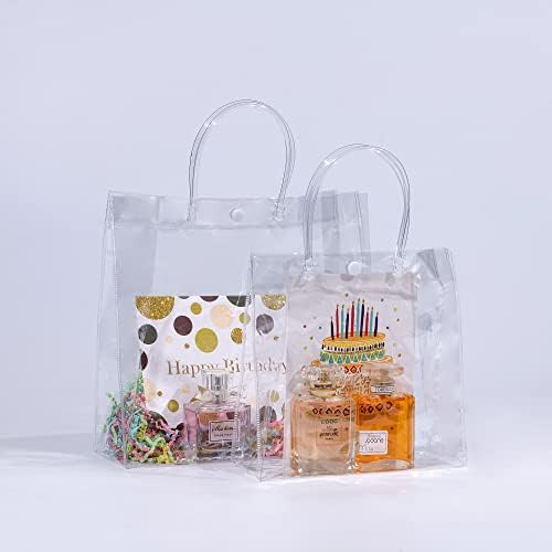 SHIPKEY 10 Pack Clear Gift Bags with Handles