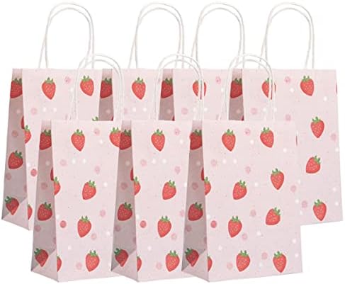 KoberrLi 16Pcs Strawberry Gift Paper Bags with Handles