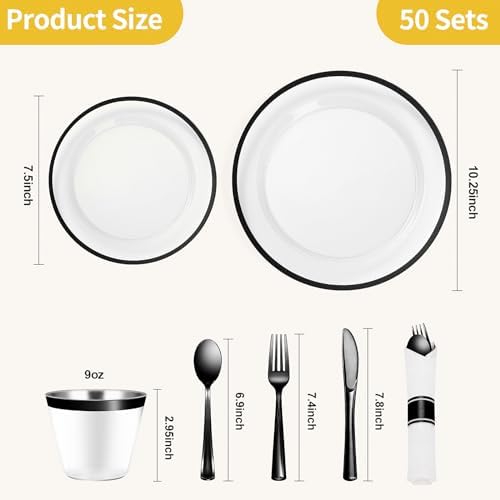 Goodluck 350 Piece Black Plastic Dinnerware Set for 50 Guests