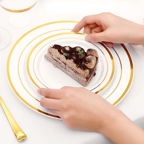 350-Piece Gold Rim Plastic Dinnerware Set for 50 Guests